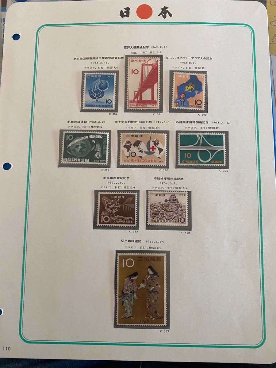 未使用日本切手ボストーク　　110ページ分 記念切手 切手