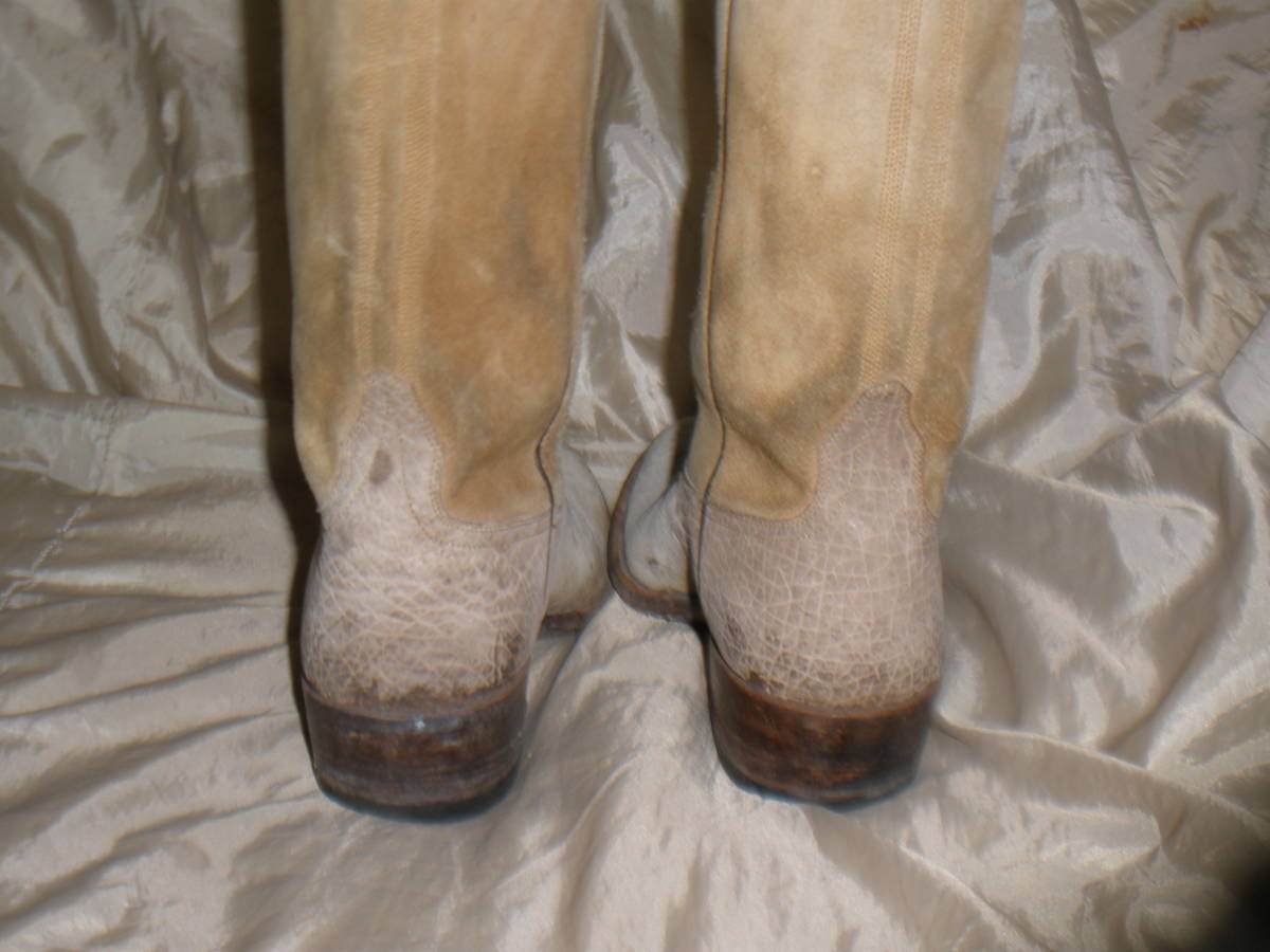  Vintage USA western boots 2 tone beige group combination size 24~25cm decoration. not settled feeling good feeling times eminent 