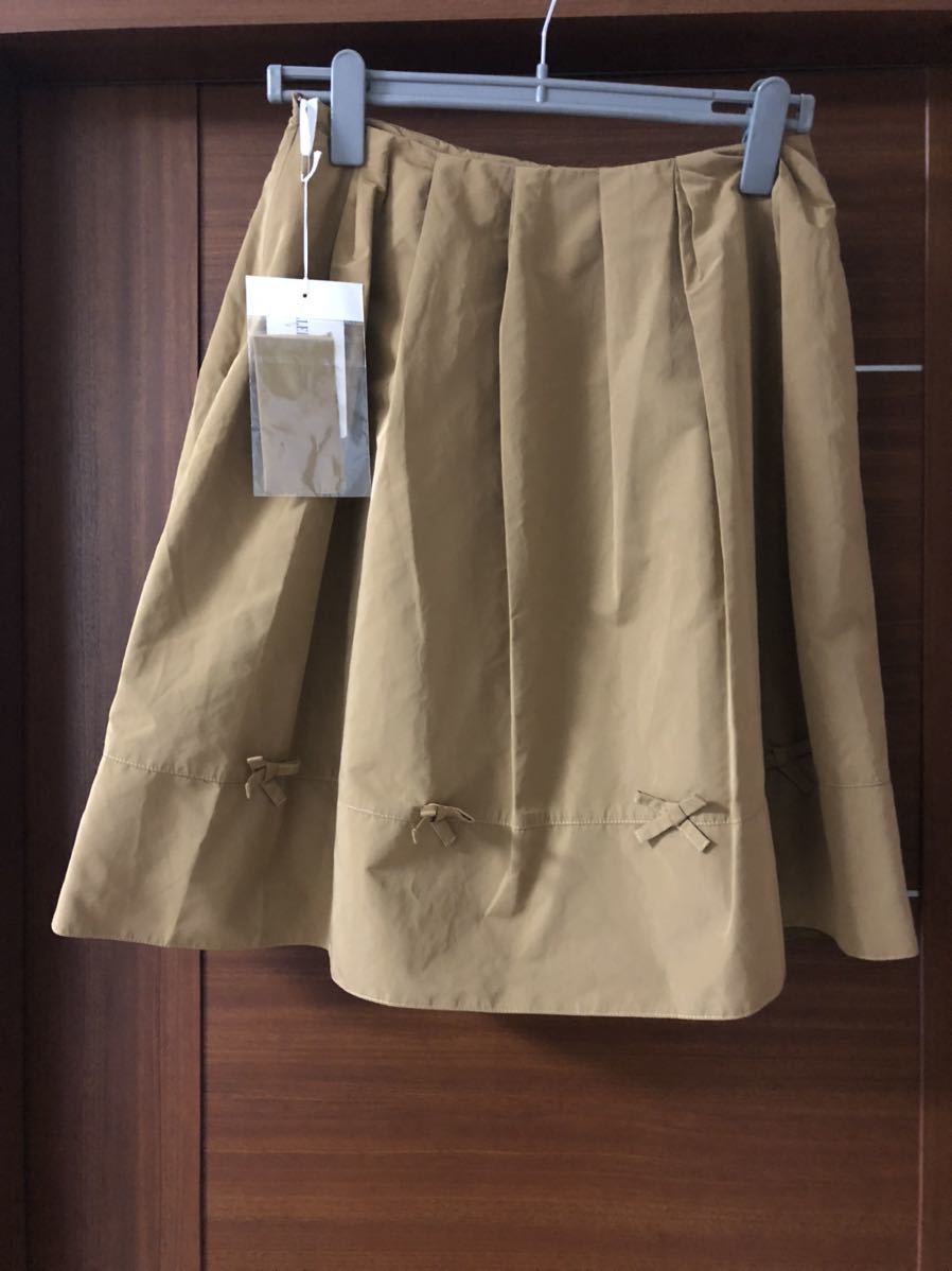 日本限定 新品未使用 ギャラリービスコンティ GALLERY VISCONTI リボン飾り付き スカート キャメル サイズ3 Lサイズ
