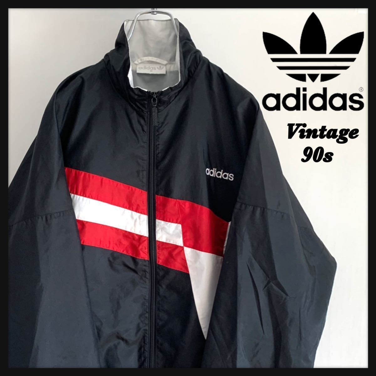 【希少】90s adidas アディダス ナイロン ジャケット ジャンパー ブルゾン 銀タグ ヴィンテージ