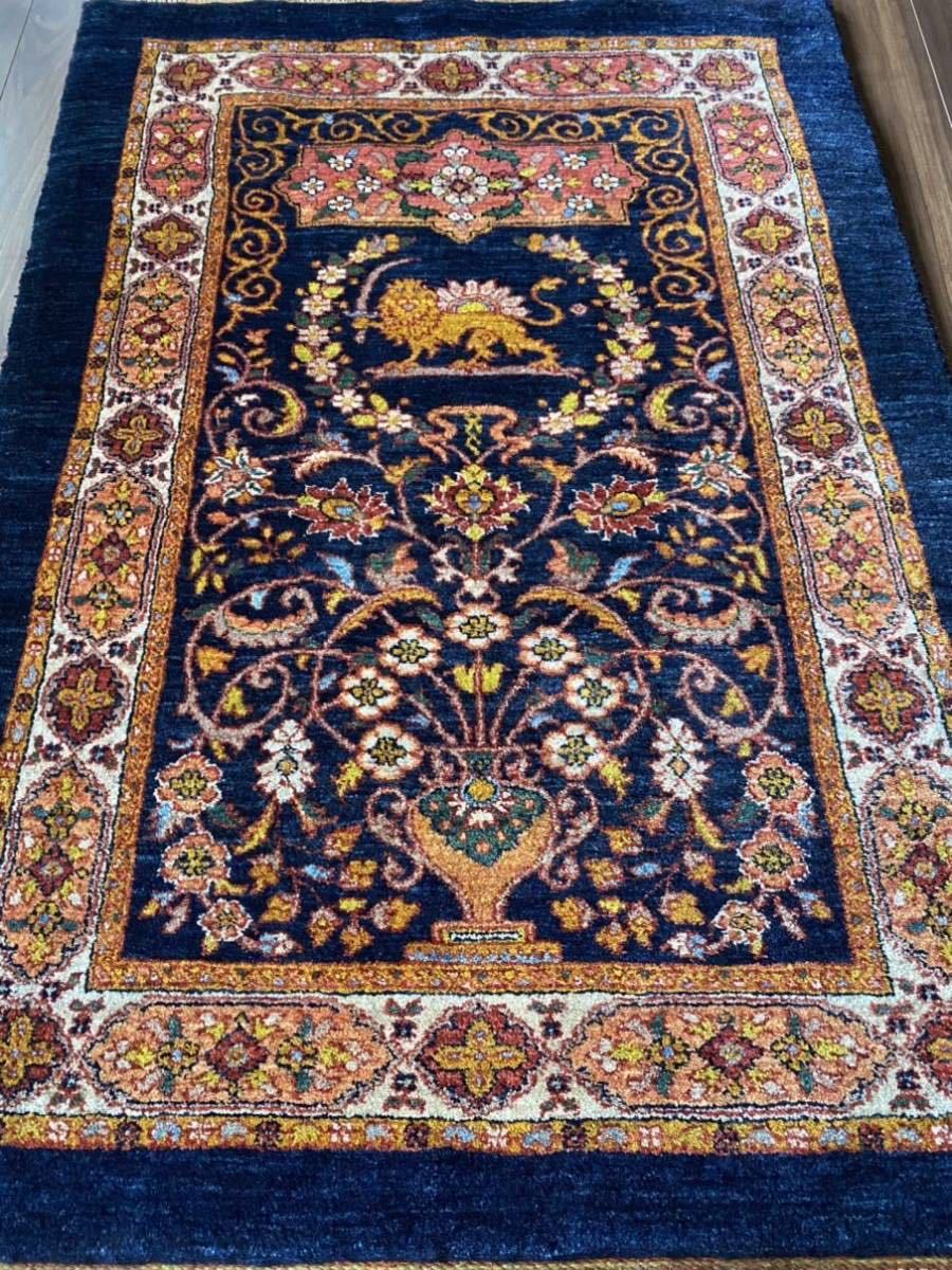 最愛 カシュガイ族 手織り絨毯 97×69cm - カーペット、ラグ、マット 