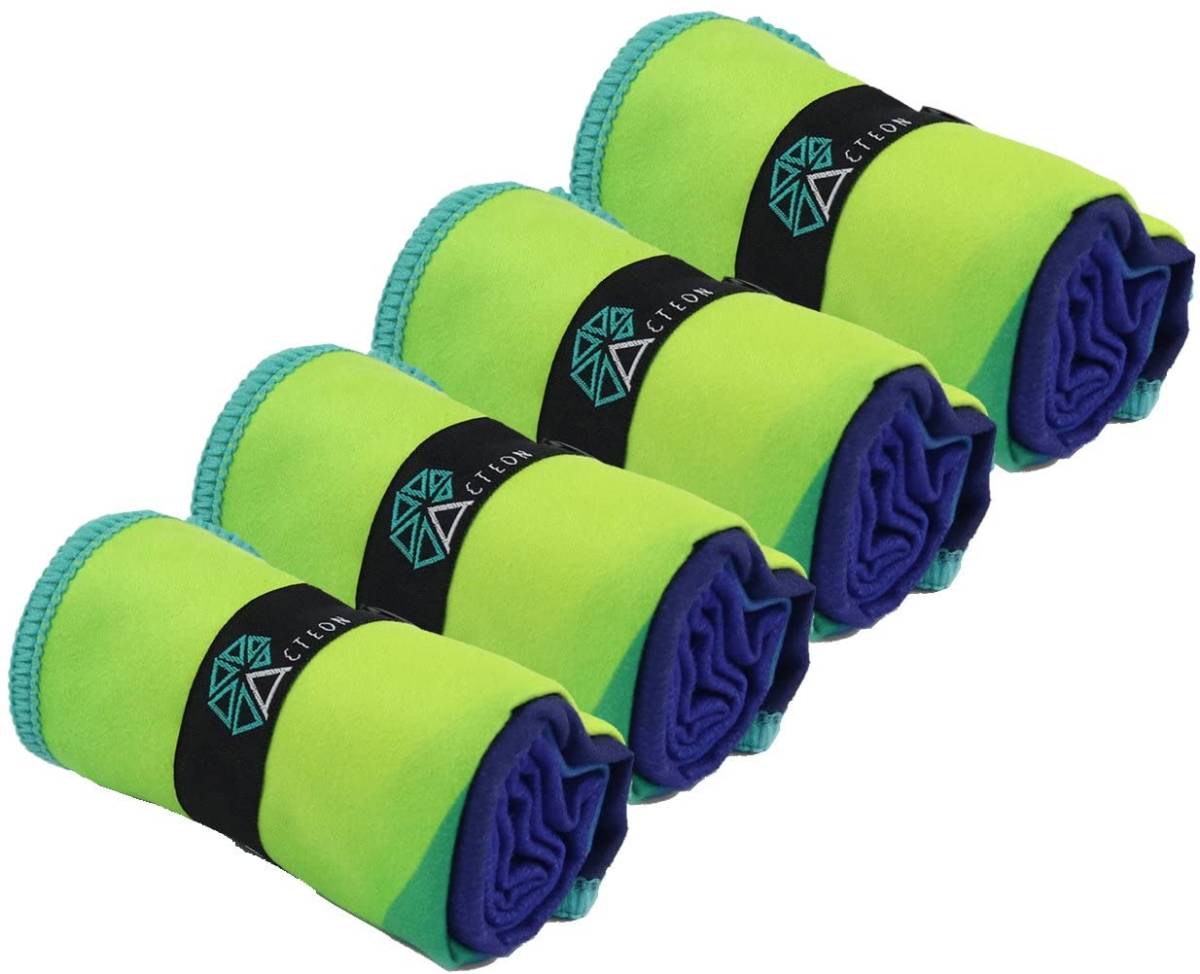 Acteon プレミアム ジム タオル 4セット- Antibacterial, Odour Fighting and Ultra Compact Great for Running, Sports, Yoga, Camping