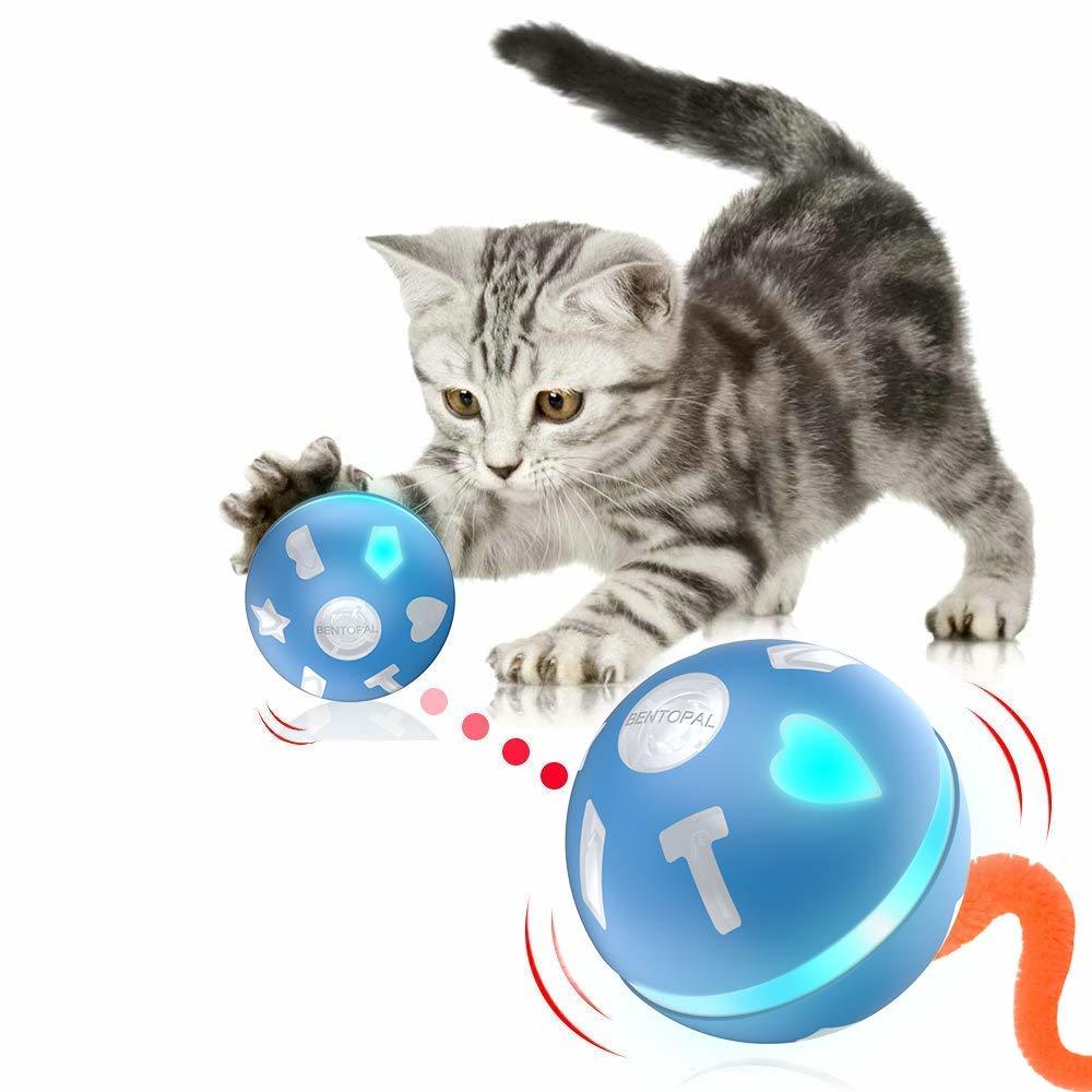 ＃Q2　猫 自動 おもちゃ 人気 猫用おもちゃ ボール LED 光るボール 犬用おもちゃ 電動おもちゃ ペット用 玩具 (ブルー)
