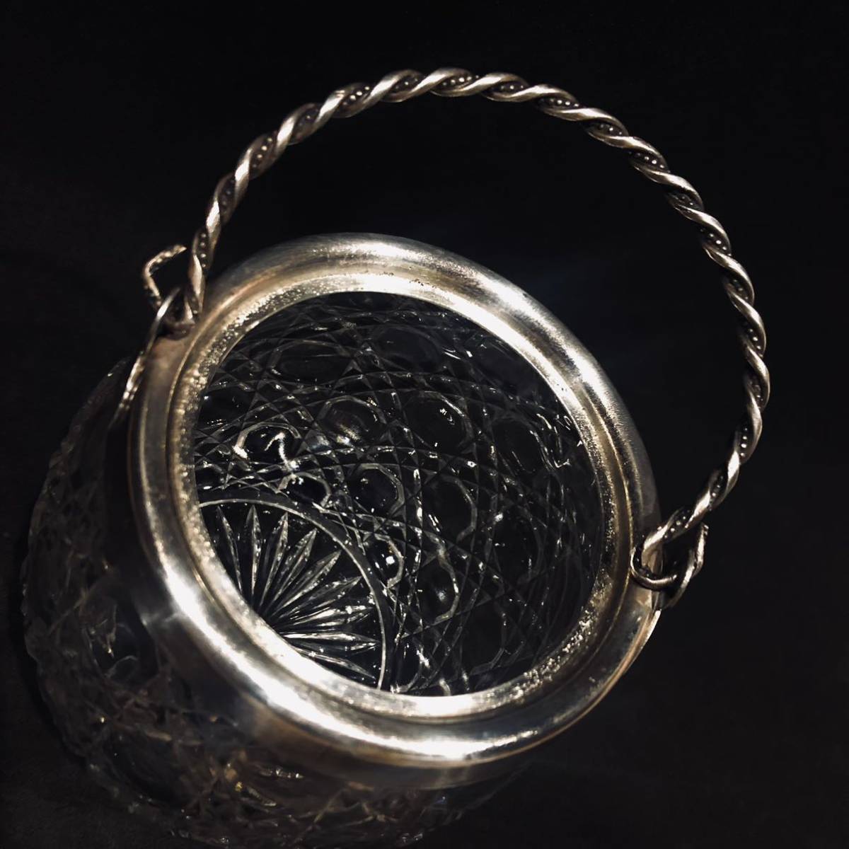 Baccarat オールドバカラ/※ディアマン1kg 銀装飾アイスペール