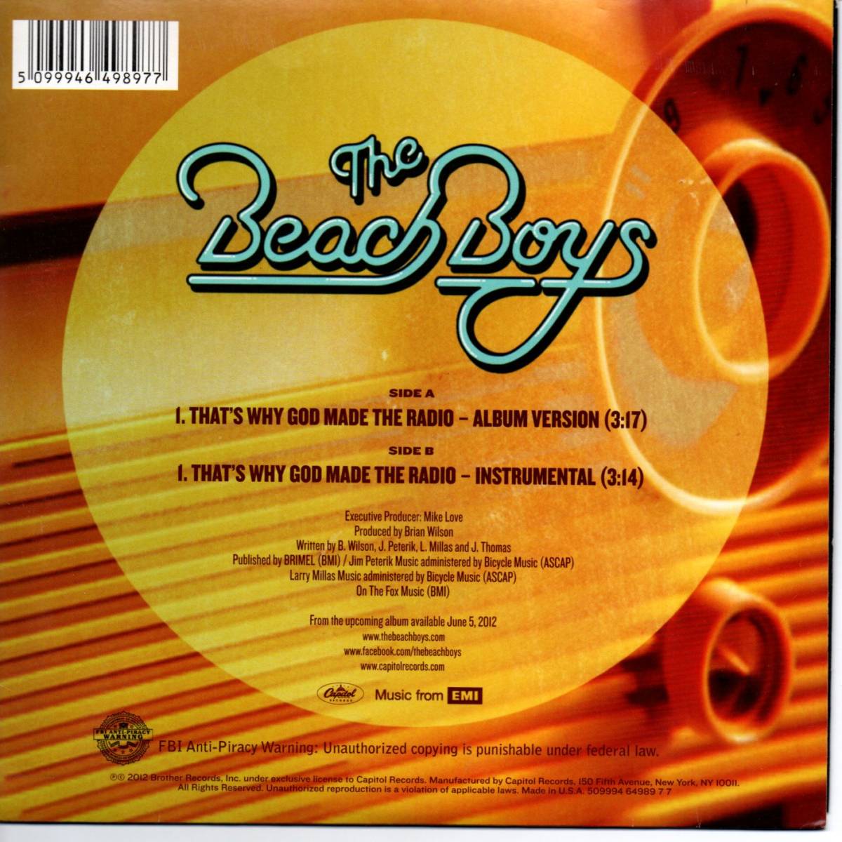 Beach Boys 「That's Why God Made The Radio」 米国盤EPレコード_画像4