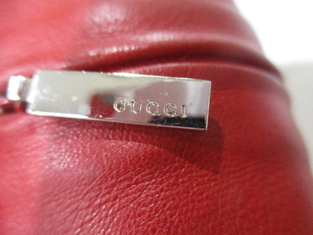 GUCCI Gucci 039 1669 0996 кожа напульсник браслет кошелек для мелочи . имеется красный цвет 