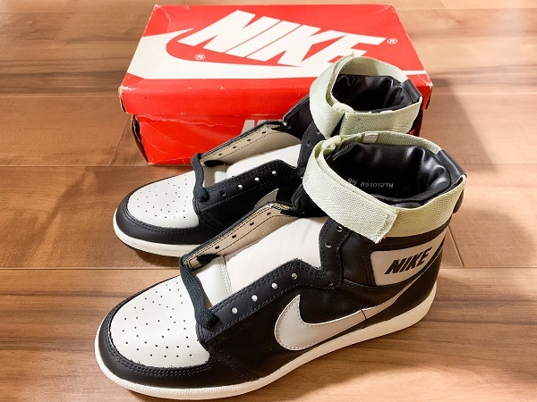 激レア、箱付きデッドストック、ビンテージ! NIKE ナイキ DYNASTY HI ダイナスティー ハイ 黒/グレー 1985年製 27.5cm US9.5 ジョーダン1