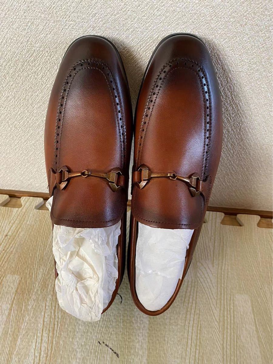 ビジネスシューズ ローファー 本革 革靴 軽量・撥水 紳士靴 メンズ ドレスシューズ ビットタイプ Uチップ26cm