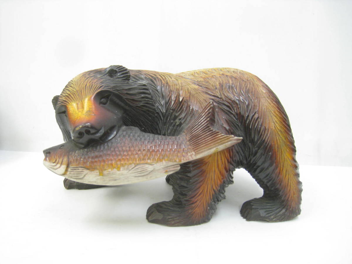 木彫り 熊 くま クマ 木製 置物 置き物 オブジェ 約38cm_画像1