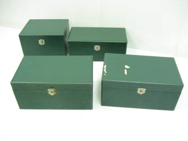 4点セット レトロ 木箱 化粧箱 小物入れ ケース 緑 グリーン サイズ16.8×20×13.2～15.5×26.5×12cm_画像2
