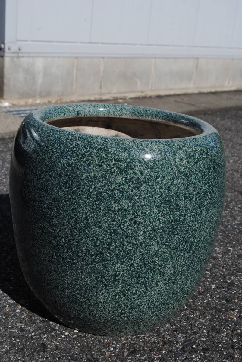 昭和レトロ　火鉢　微斑模様　砂模様　陶器製　高250　胴260ミリ