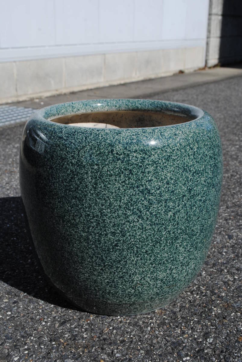昭和レトロ　火鉢　微斑模様　砂模様　陶器製　高250　胴260ミリ_画像2