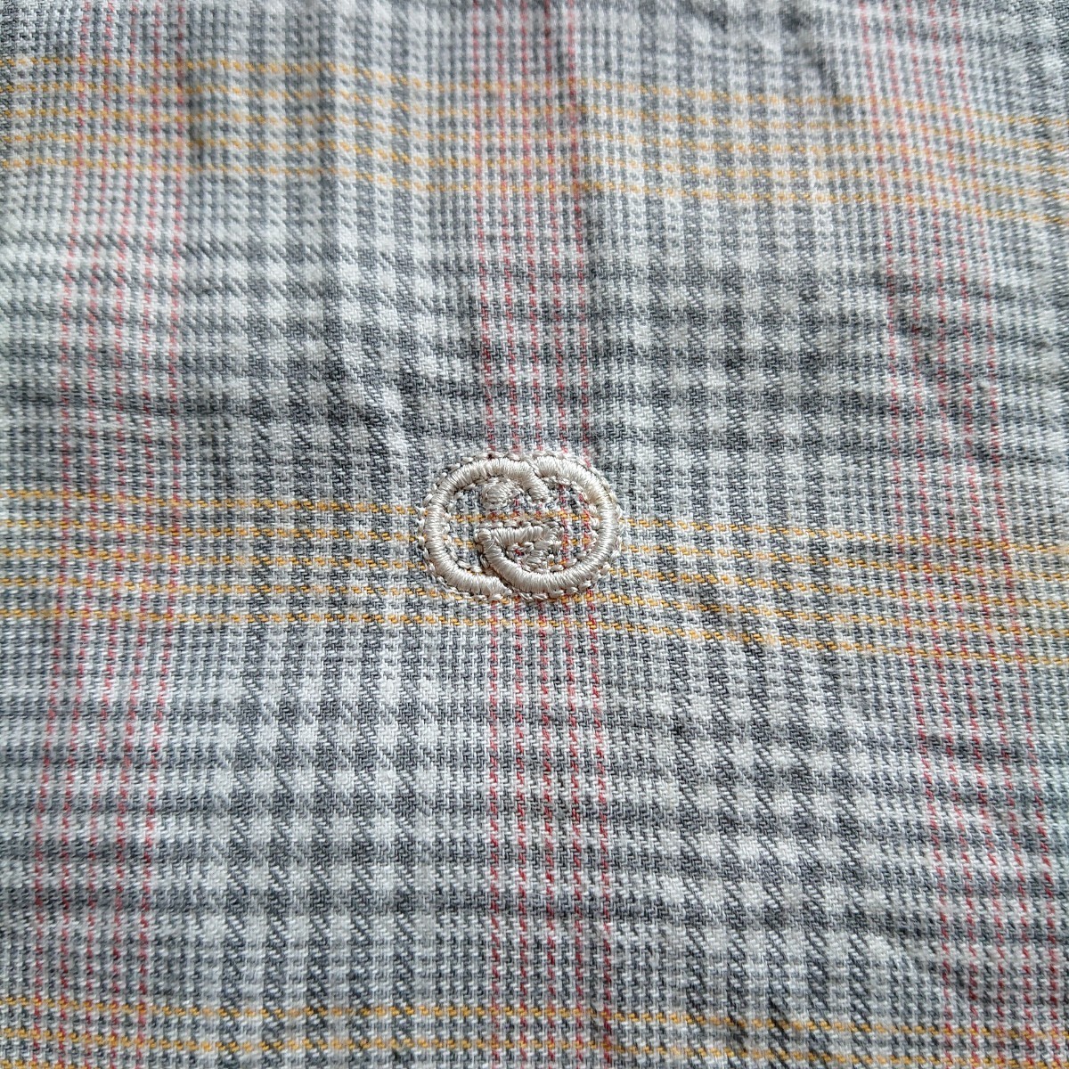 超希少 OLD GUCCI GG刺繍入り BD チェックシャツ グッチ オールドグッチ 菅田将暉 レトロ イタリア製