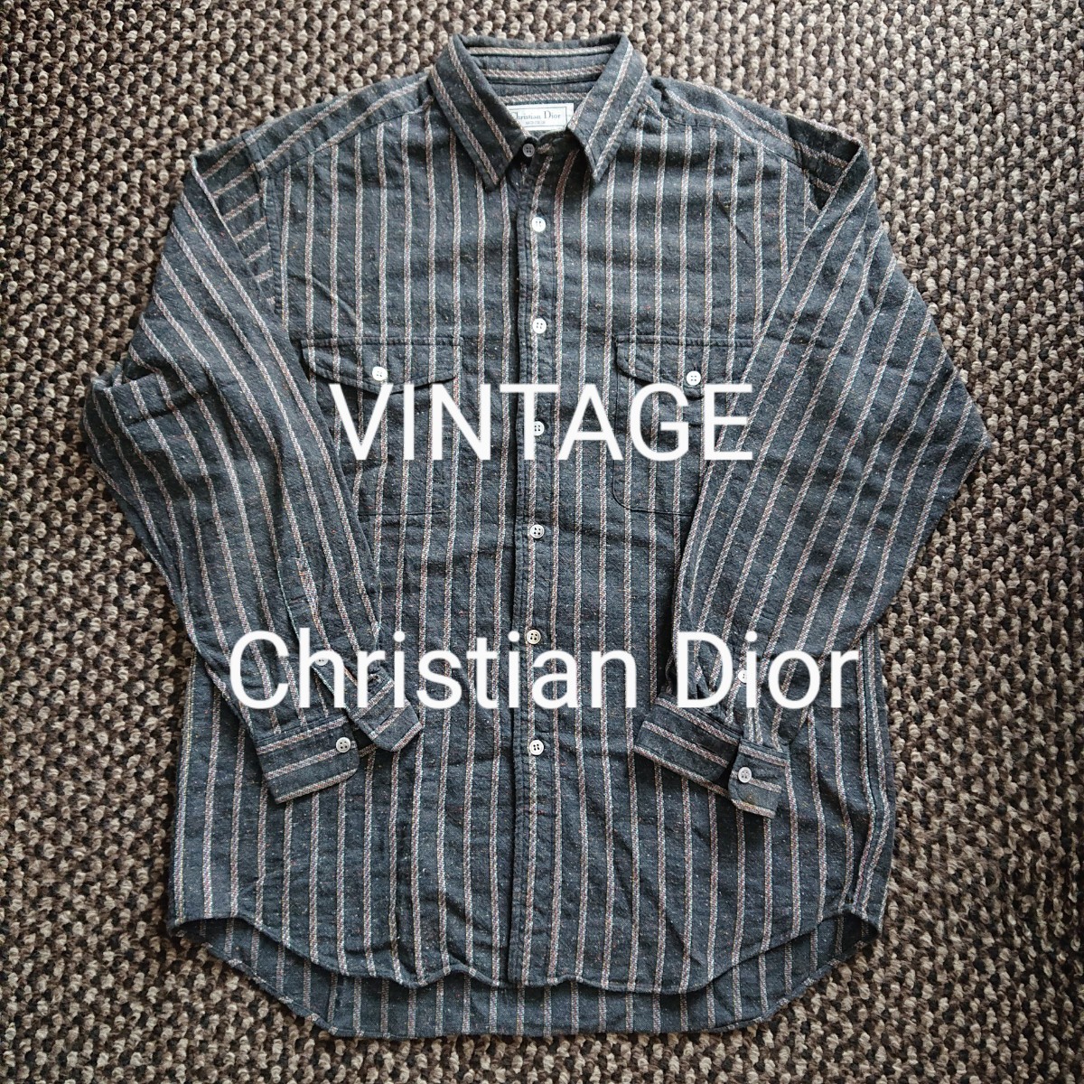 ビンテージ Christian Dior ストライプネルシャツ ディオール レトロ
