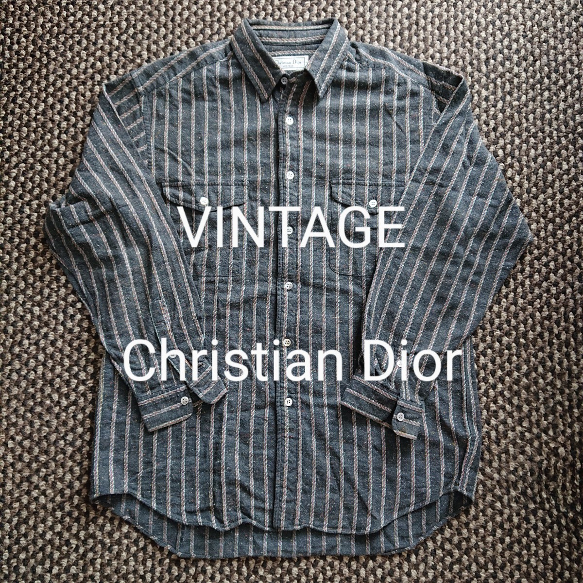 ビンテージ Christian Dior ストライプネルシャツ ディオール レトロ 菅田将暉