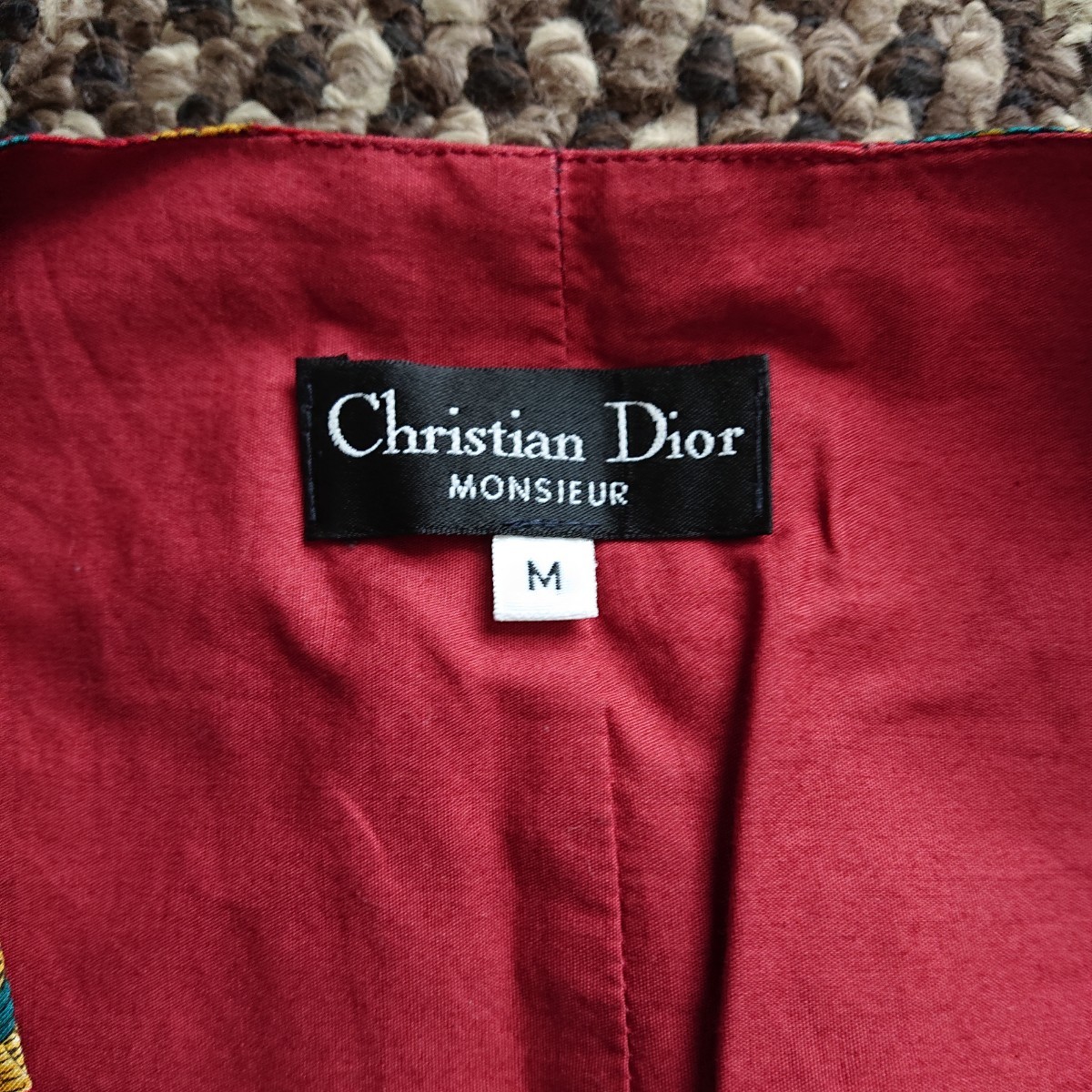 ビンテージ Christian Dior ストローハット柄ベスト ジレ レトロ
