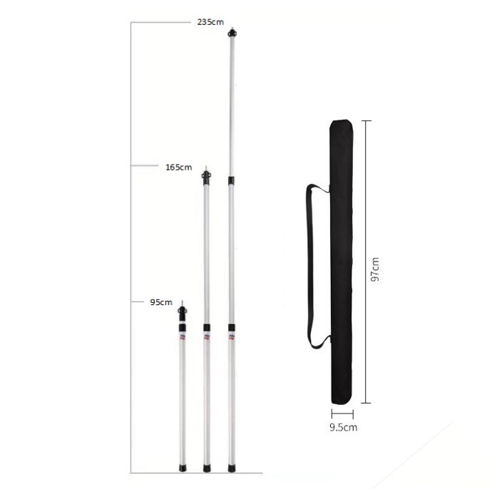 タープポール　2本　天幕ポール スライド式　テントポール　長さ調整　組立不要