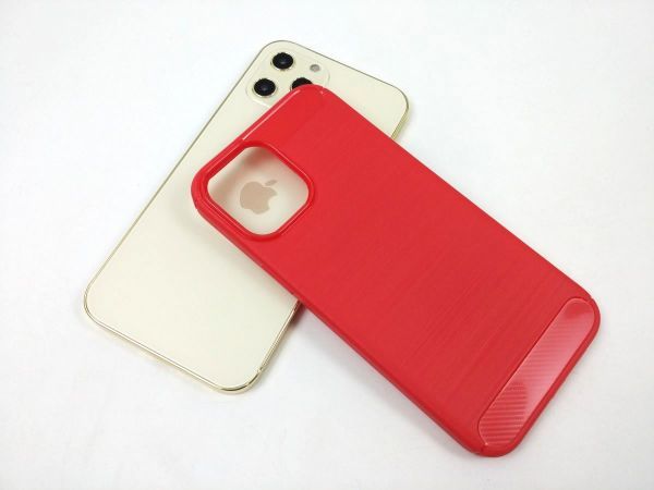 iPhone 12 Pro Max用 ソフトケース カバー カーボン柄 レッド_画像7