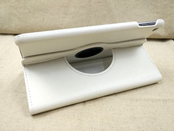 iPad mini 5用 カバー PUレザー+ハードケース 回転 スタンド ホワイト_画像4