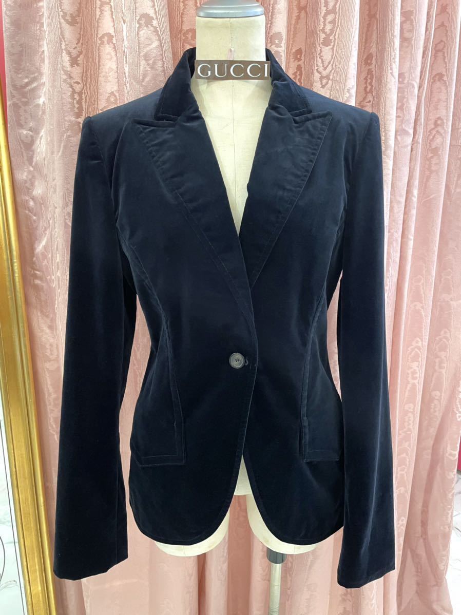 173833 GUCCI グッチ レディース ジャケット テーラードジャケット 紺