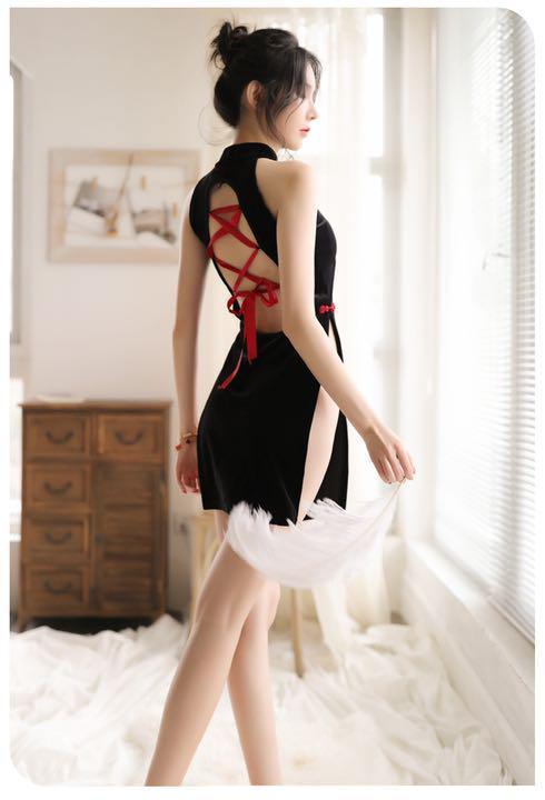 セクシーコスプレ　チャイナドレス　背中がエロ可愛い　ハロウィン衣装セット　ドレス