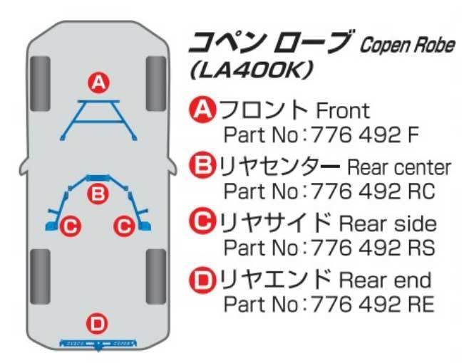 CUSCO クスコ パワーブレース リヤセンター コペンローブ LA400K 2WD 660ccT 2014.6～ 776-492-RC_画像2