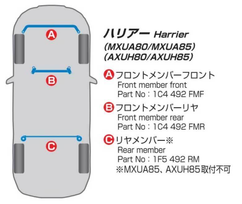 CUSCO クスコ パワーブレース フロントメンバー ハリアー ZSU65W 4WD 2000cc 2013.12～2020.6 978-492-FM_画像2