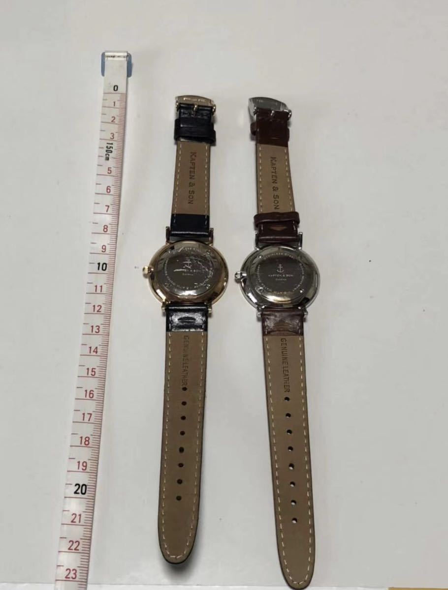 中古品Silver-Brown-Leather KAPTEN&SON キャプテン アンド サン 腕時計 ブラウン2つ_画像4