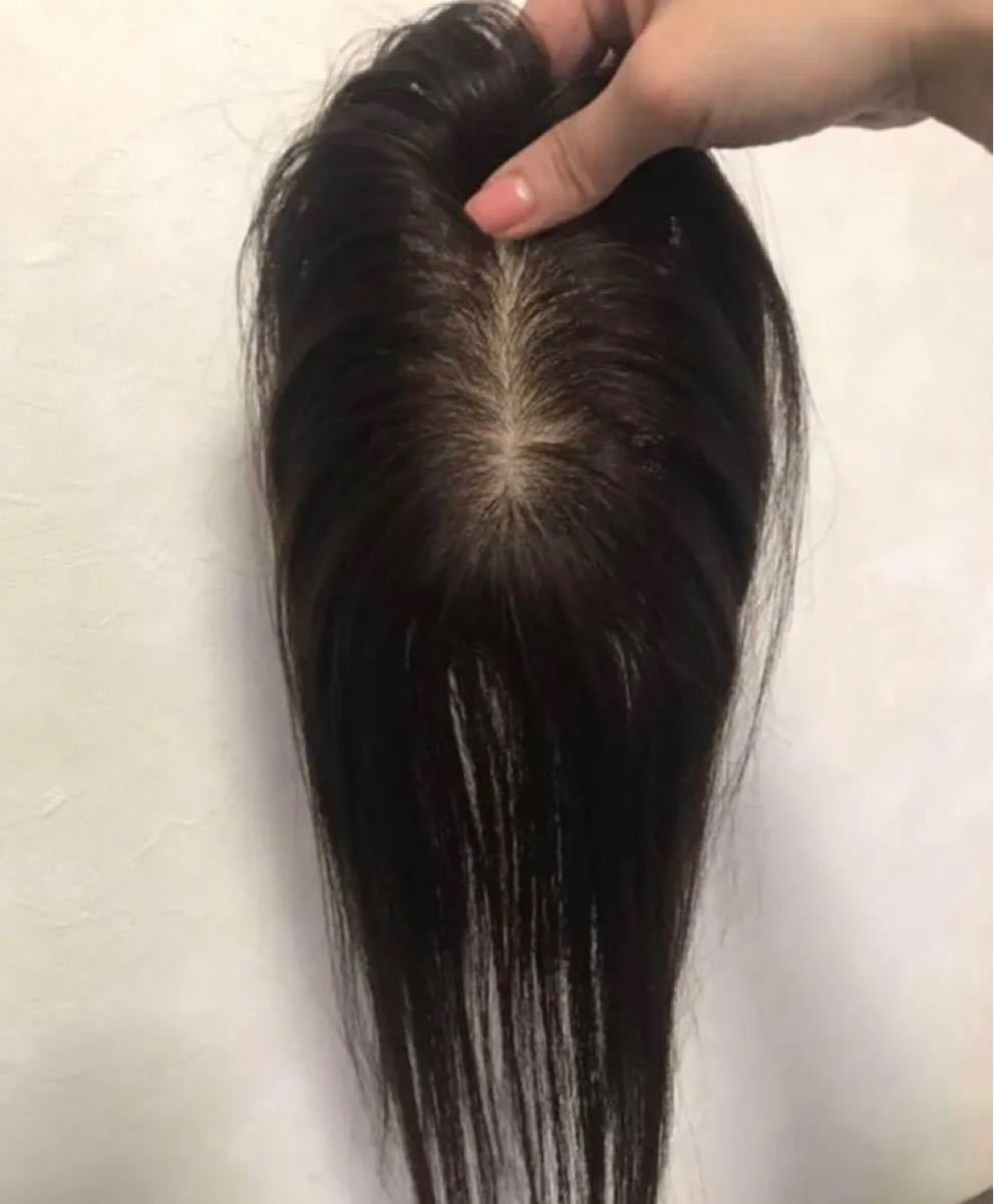 人毛100% 前髪付き 部分ウィッグ 二重引き抜き総手植え地肌 長さ27cm