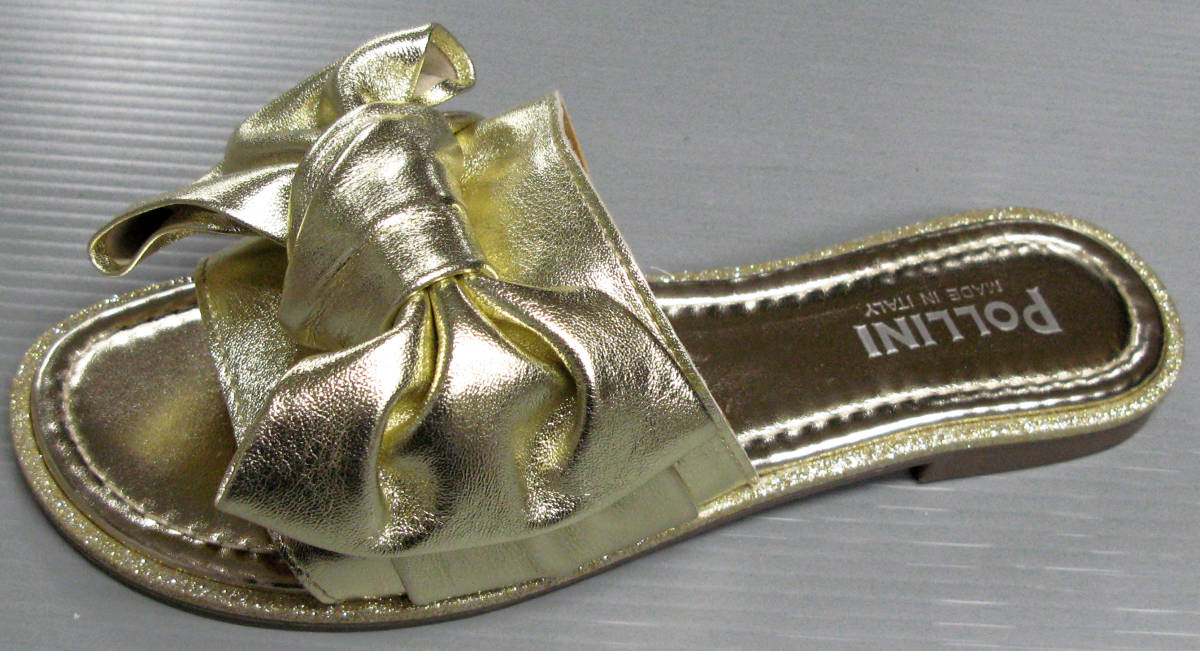  поли -ni: Gold лента сандалии выставленный товар 38 ( не использовался туфли-лодочки натуральная кожа POLLINI GOLD Leather Sandals 38 Brand New MADE IN ITARY