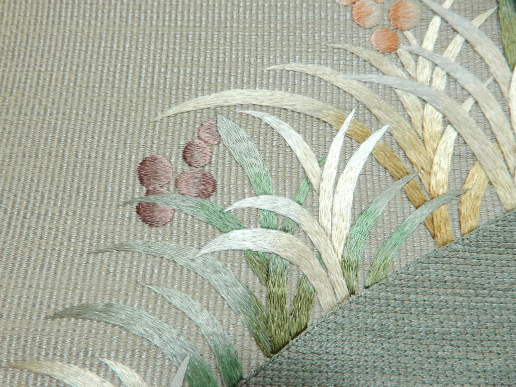 美品】 つづれ織り 日本刺繍 八寸名古屋帯 ポイント柄 正絹 | bioimune