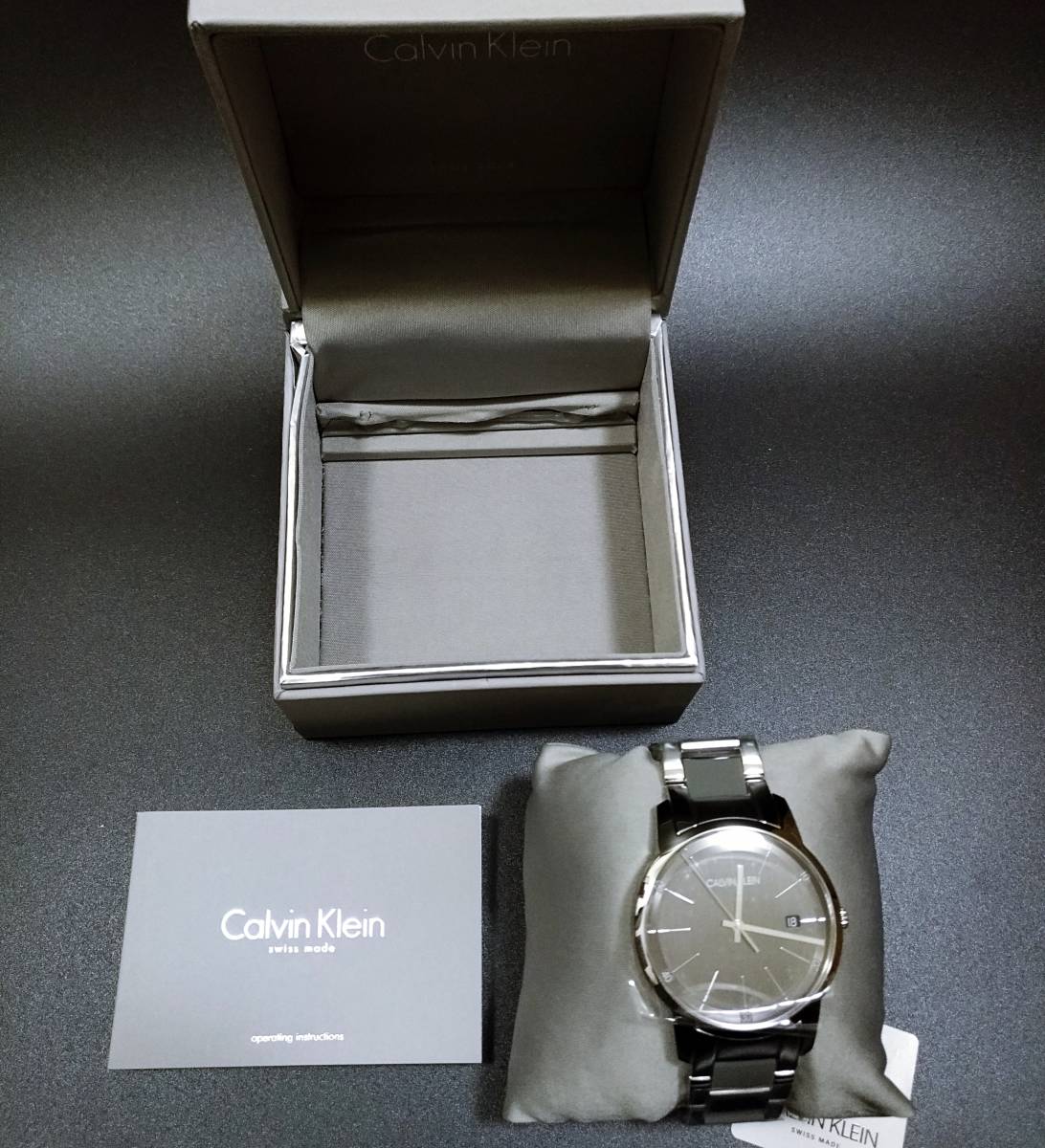 オンラインストア入荷 【送料無料】カルバンクライン 腕時計 43mm スイス製 グレー メンズ Calvin Klein ダイヤル ステンレススチール シリコン レディース