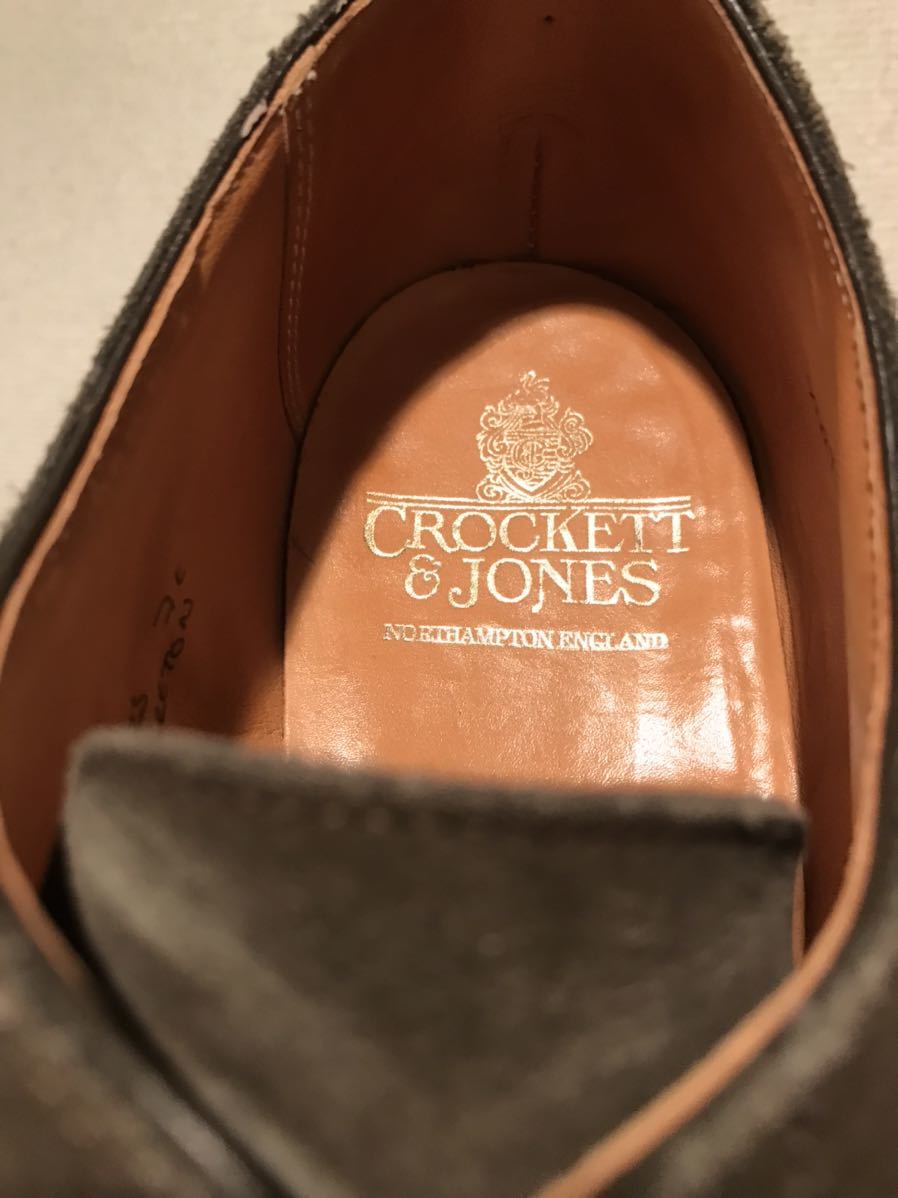 希少カラー Crockett&Jones クロケット&ジョーンズ 「MORETON モールトン」 オリーブ スエード ダイナイトソール仕様 イングランド・メイドの画像5