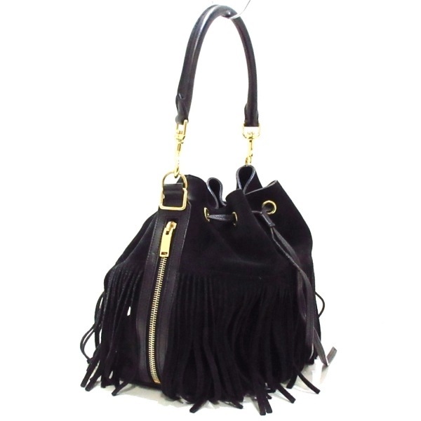 サンローランパリ SAINT LAURENT PARIS ハンドバッグ VLR381762 エマニュエルバケットバッグ ヌバック 黒 レディース フリンジ/巾着型