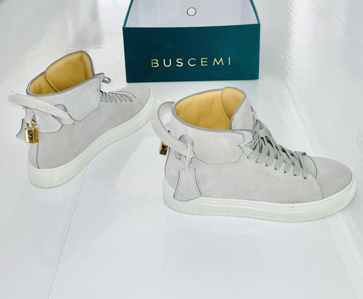 美品 希少 BUSCEMI ハイカット スニーカー ヌバック 薄グレー サイズ40 イタリア製 送料無料_画像5