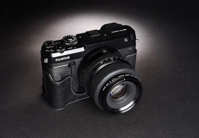 本革カメラケース 富士フイルム FUJIFILM GFX50R 専用ボディケース ブラック_画像1