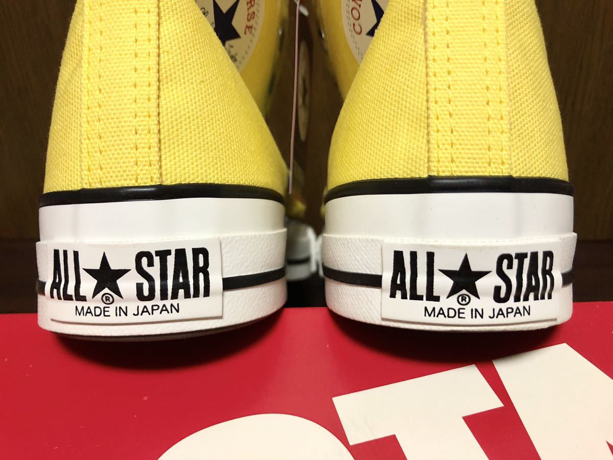 19年製 CONVERSE ALLSTAR J HI コンバース オールスター ハイカット キャンバス生地 MADE.IN.JAPAN 日本製 YELLOW イエロー 黄 27.5cm_画像3