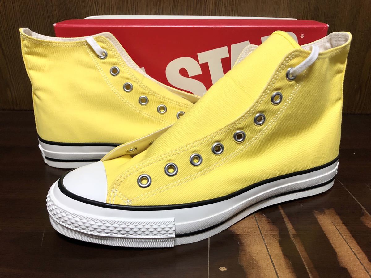 19年製 CONVERSE ALLSTAR J HI コンバース オールスター ハイカット キャンバス生地 MADE.IN.JAPAN 日本製 YELLOW イエロー 黄 27.5cm