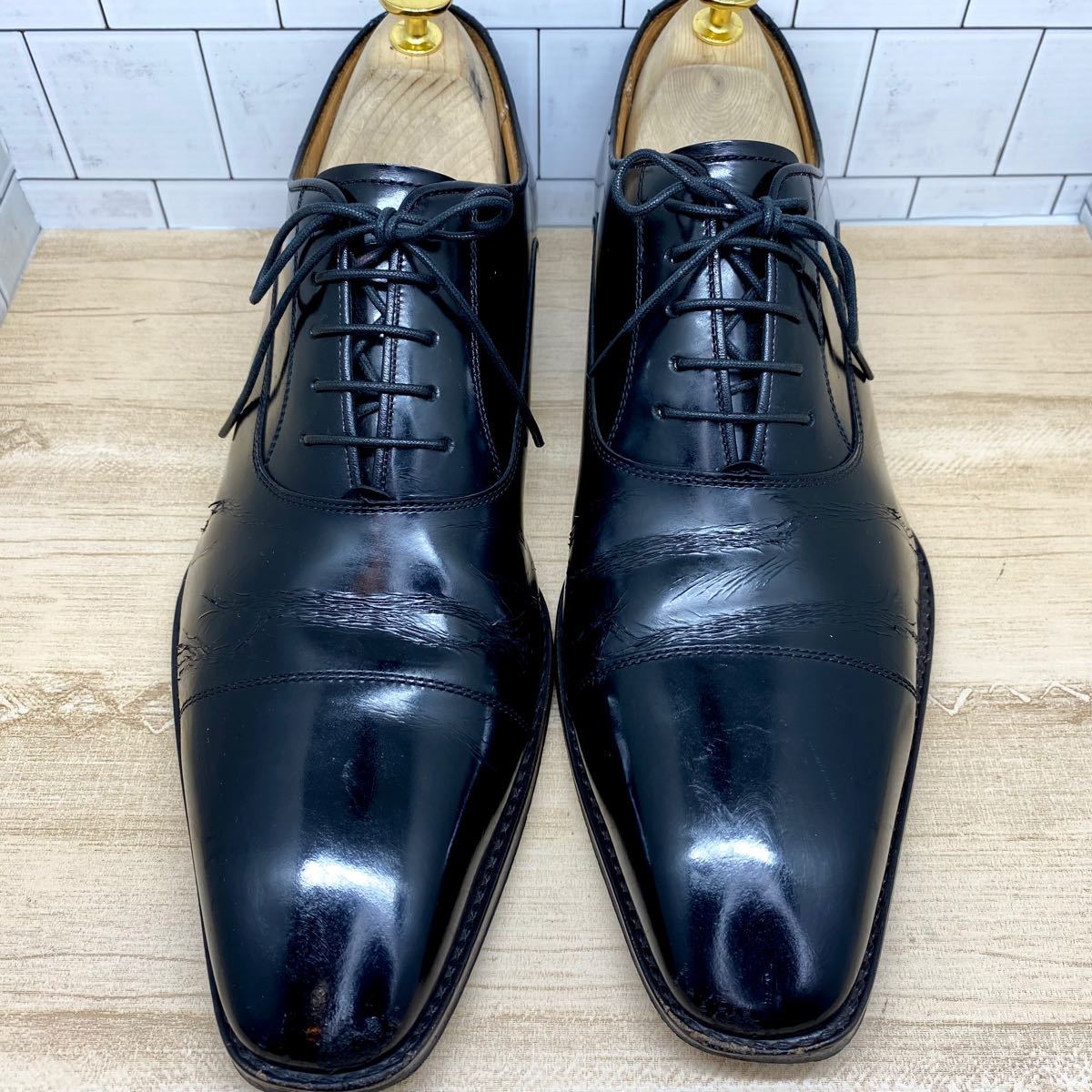 リーガル メンズ革靴25.0cm ストレートチップ　ブラック黒　ビジネスシューズ REGAL ドレスシューズ