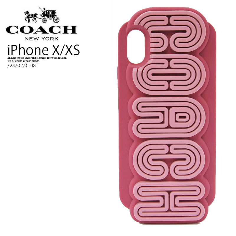 ■新品■COACH /コーチ■SILICONE COACH X PHONE CASE シリコン コーチ フォン ケース■iPhone X/XS■ピンク アイフォン ネオン■72470