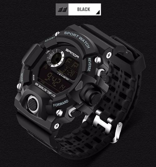 ◇特価 デジタル腕時計 メンズウォッチ Gshock型 アウトドア バックライト スポーツ カジュアル 防水 耐衝撃 ブラ_画像2