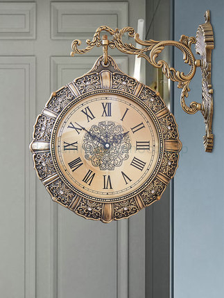 一流の品質 人気美品★ヨーロッパの両面時計 復古 時計 豪華 簡約 デコレーション アナログ