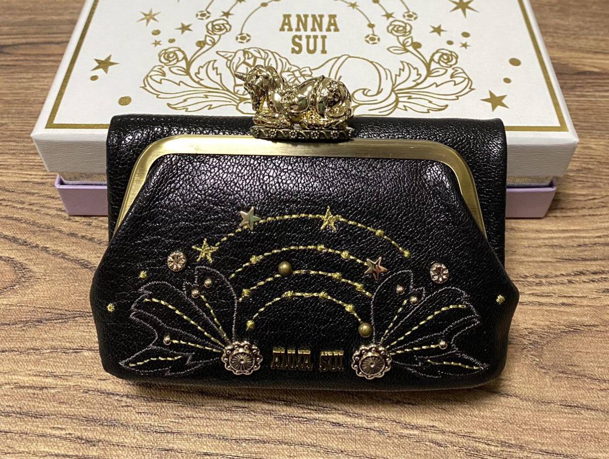 【スーパーセール】 ANNA SUI アナスイ　ファンタジア 外口金二つ折り財布　ブラック　新品 財布