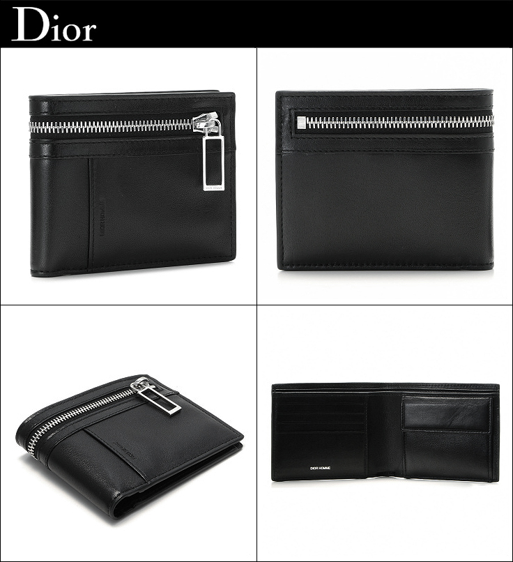 新品 専用袋箱 Dior homme ディオールオム ラム レザー 本革 ブラック ZIP 加工 財布 小銭入付 ディオール メンズ ウォレット イタリア製