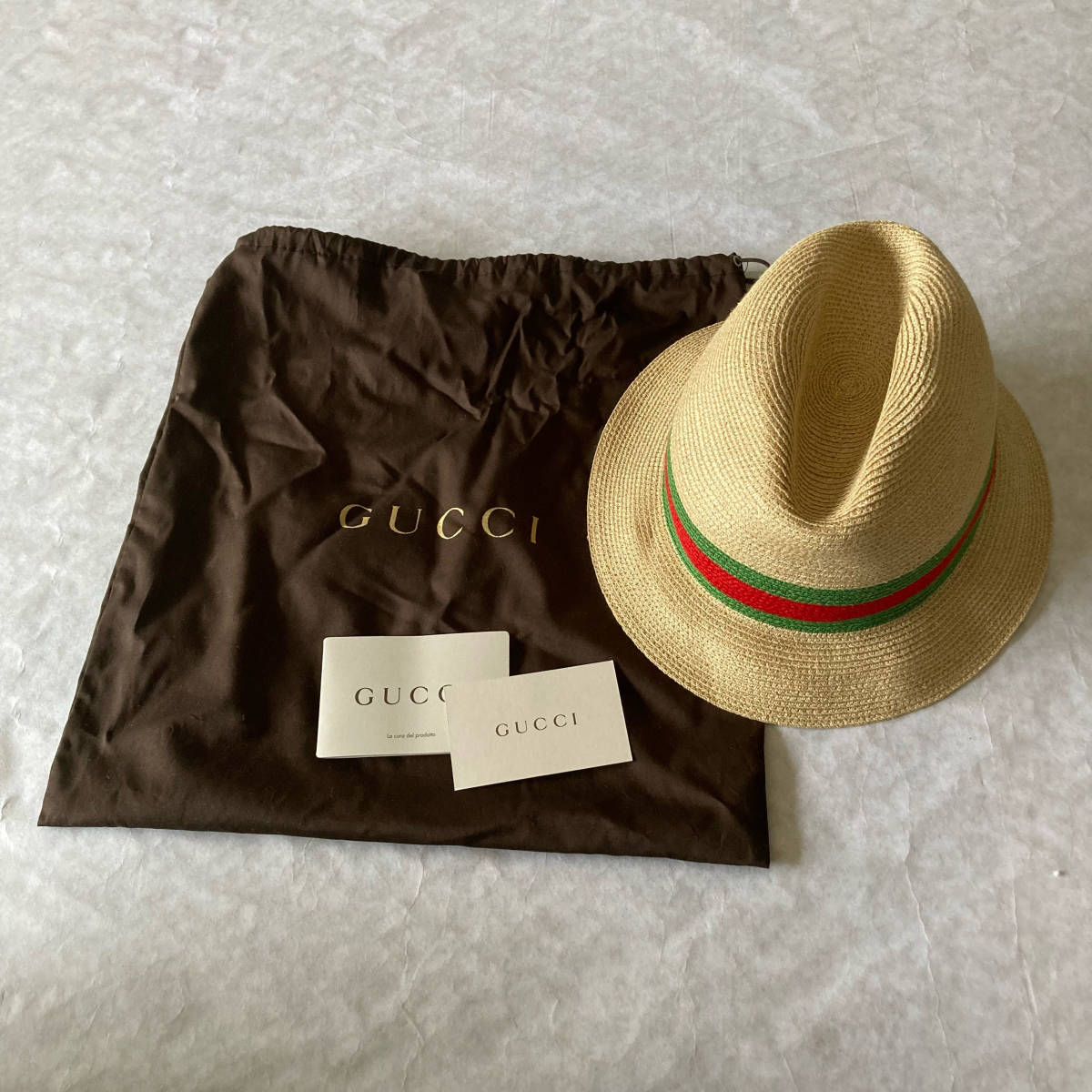 Yahoo!オークション - 新品 レア GUCCI グッチ ストローハット XL ベー...