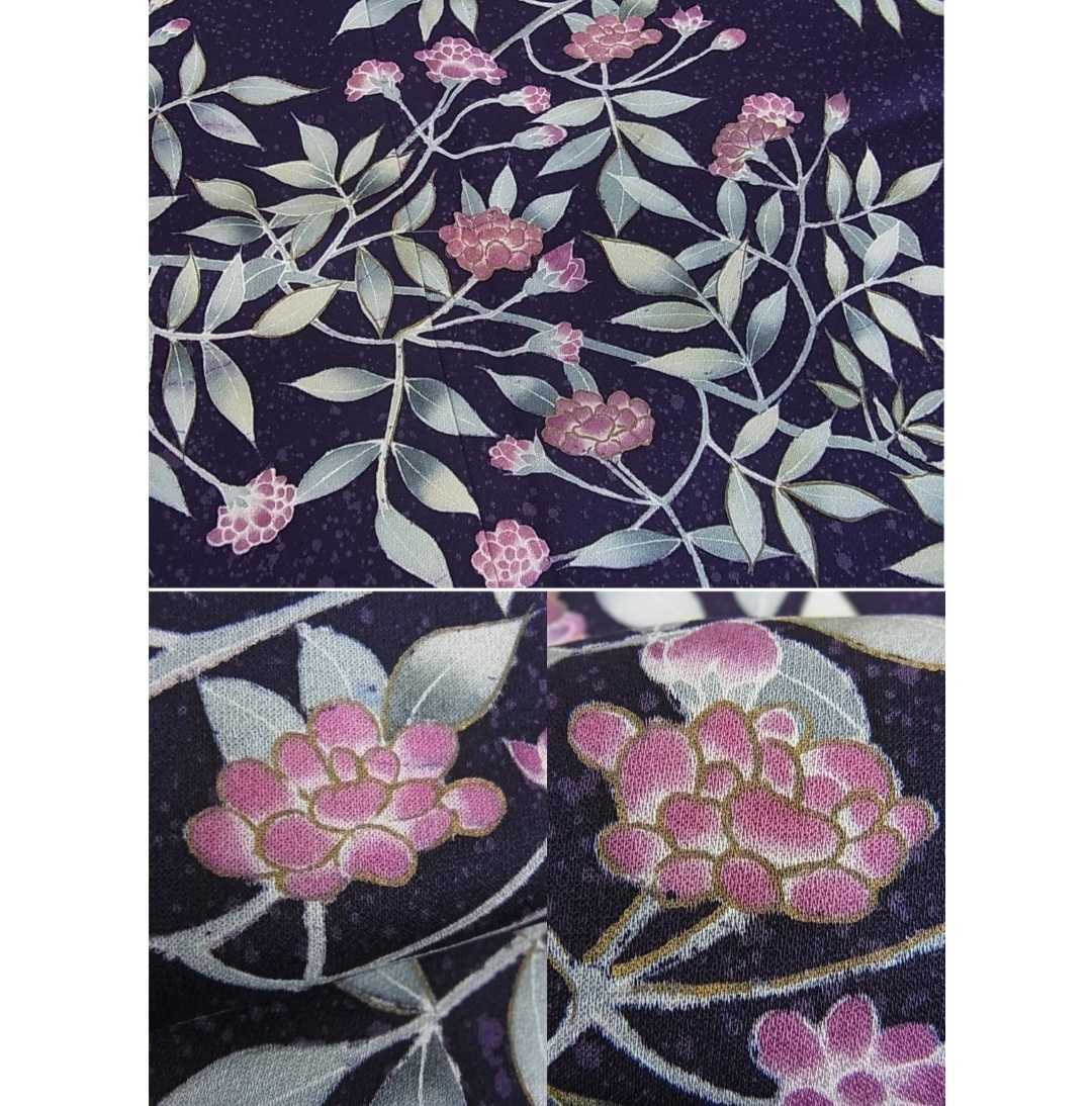 訪問着 作家物 落款 枝花文 たたき染め 金彩 逸品 正絹 袷_画像8