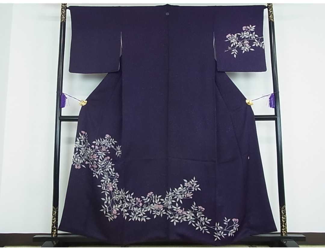 訪問着 作家物 落款 枝花文 たたき染め 金彩 逸品 正絹 袷_画像5