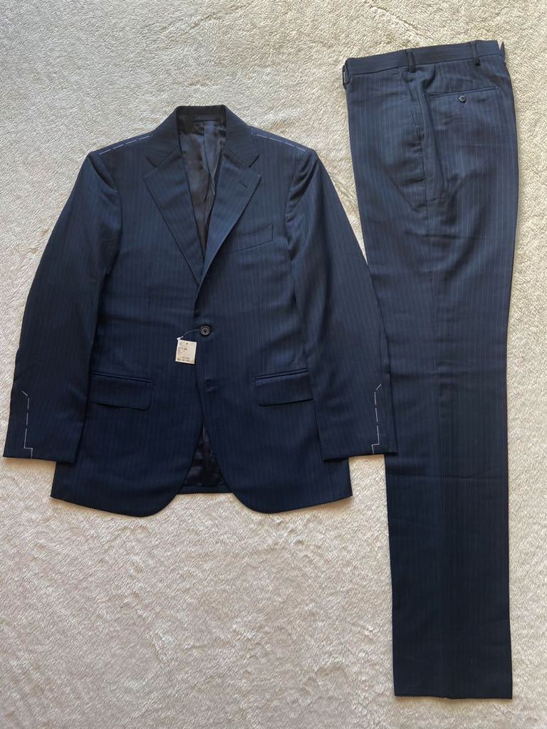 定価８,2万 未使用 Modest Govern size44 日本製ウールスーツ ネイビー ストライプ 濃紺 メンズ モデストガヴァン 新品