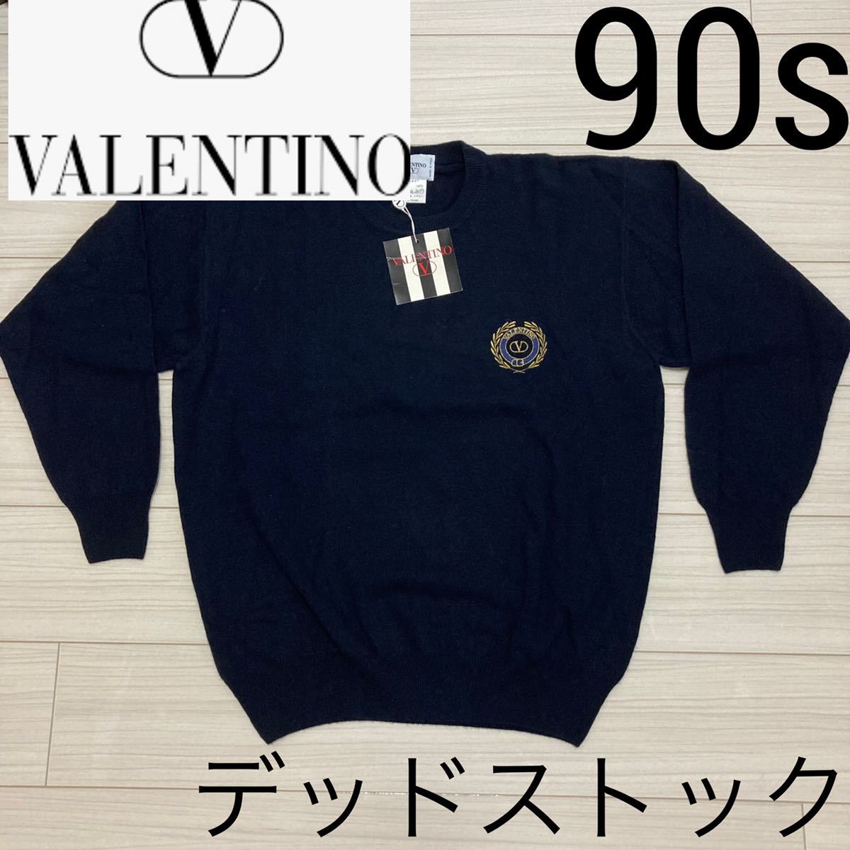 90s デッドストック VALENTINO エンブレム金刺繍 ニット 90s デッドストック VALENTINO エンブレム金刺繍 ニット
