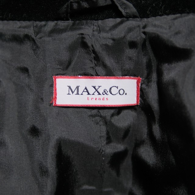 美品 マックス&コー ベロア スーツ セットアップ テーラードジャケット スラックス パンツ 黒 ブラック MAX&CO.